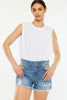 Kancan Full Size High Rise Raw Hem Denim Shorts