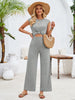 Twisted Round Neck Cap Sleeve Jumpsuit