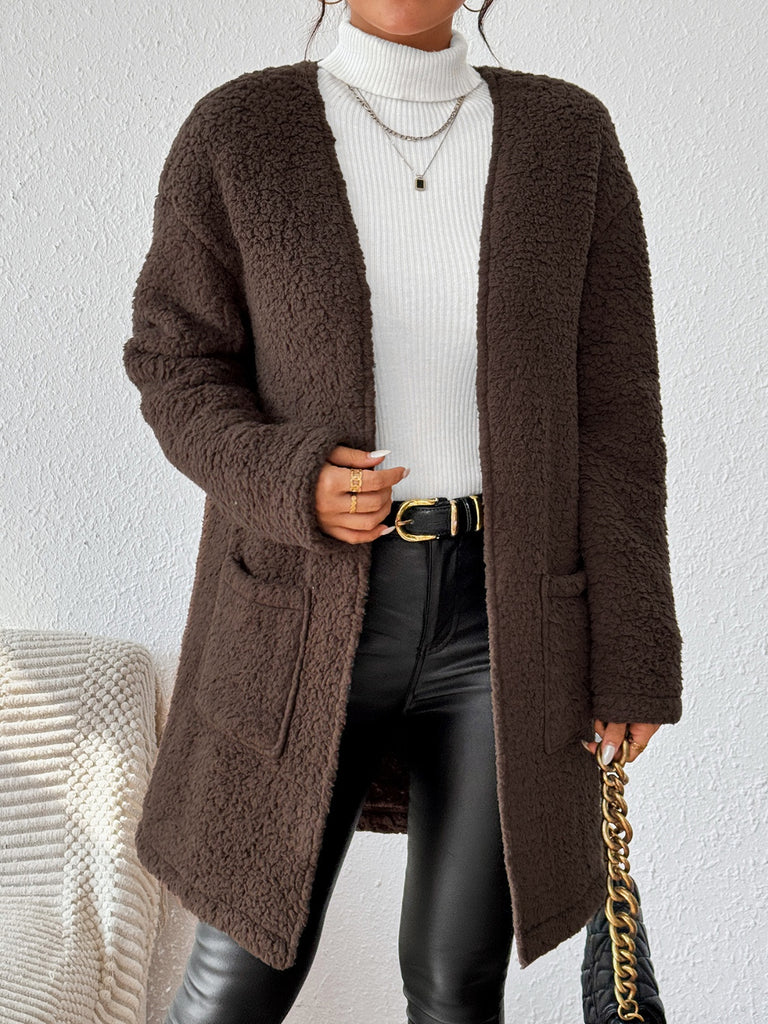 Open Front Long Sleeve Winter Coat