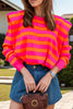 Striped Round Neck Long Sleeve Knit Top