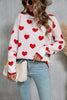 Angel Wings Contrast Trim Heart Round Neck Sweater