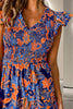 Ruffled Printed Cap Sleeve Dress