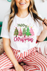 White Merry Christmas Holiday Vibe Graphic Crewneck T Shirt