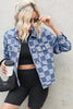 Checkered Button Up Long Sleeve Denim Jacket