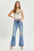 RISEN Full Size High Rise Distressed Flare Jeans