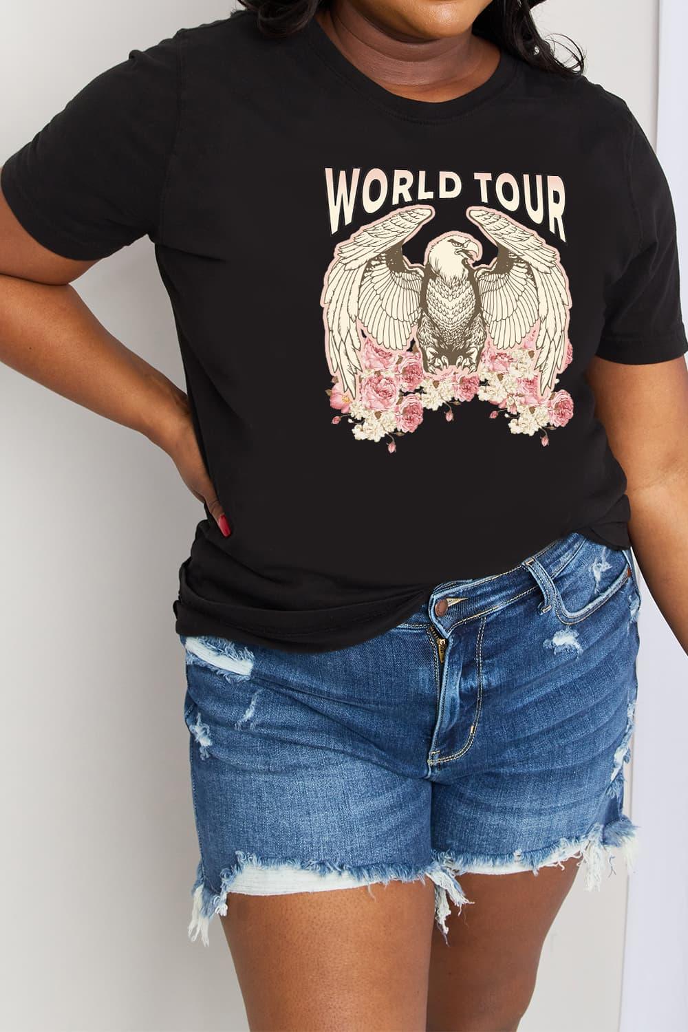 Simply Love Full Size WORLD TOUR Eagle Graphic Cotton Tee