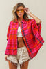 BiBi Button Up Dolman Sleeve Plaid Shirt