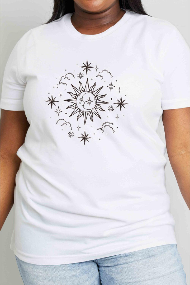 Simply Love Celestial Graphic Short Sleeve Cotton Tee - BELLATRENDZ