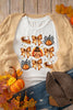 White Cute Bowknot Tanksgiving Graphic Crewneck T Shirt