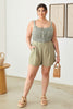 Zenobia Plus Size Half Elastic Waist Shorts with Pockets