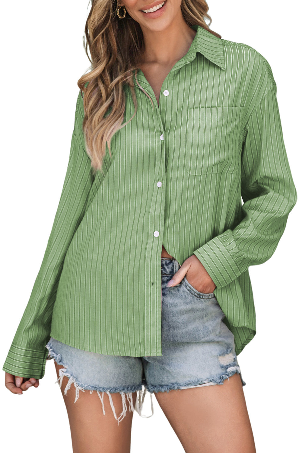 Striped Button Up Long Sleeve Shirt