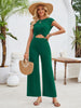 Twisted Round Neck Cap Sleeve Jumpsuit