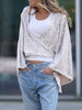 Tied Sequin Surplice Flare Sleeve Blouse