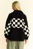 Davi & Dani Full Size Checkered Snap Down Faux Fur Jacket