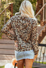 Pumpkin Graphic Leopard Round Neck Long Sleeve Sweatshirt