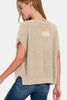 Zenana Short Sleeve Side Slit Sweater