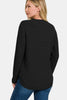 Zenana Ful Size Round Neck Long Sleeve Curved Hem Sweater