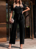 Belted Puff Sleeve V-Neck Jumpsuit - BELLATRENDZ