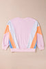 Color Block Round Neck Long Sleeve Sweatshirt