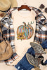 Khaki Pumpkin with Flower Graphic T Shirt