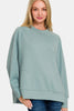 Zenana Scuba Round Neck Side Slit Sweatshirt