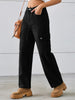 Drawstring Mid-Rise Waist Straight Cargo Jeans