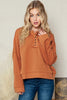 Quarter-Button Exposed Seam Dropped Shoulder Hoodie - BELLATRENDZ