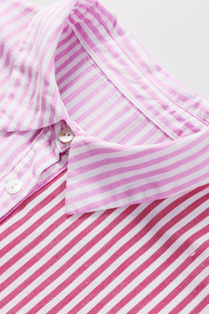 Striped Button Up Flounce Sleeve Shirt