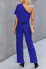 Single Shoulder Short Sleeve Jumpsuit