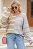 Striped Round Neck Long Sleeve Knit Top