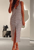 Striped Wide Strap Midi Dress