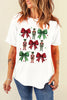 White Bowknot Nutcracker Printed Crewneck Christmas T Shirt