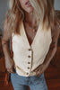 White Slim Fit Buttoned V Neck Vest