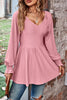 Peplum V-Neck Long Sleeve Blouse