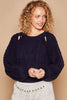 POL Cable Knit Cutout Long Sleeve Sweater