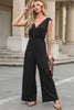 Surplice Wide Strap Jumpsuit with Pockets