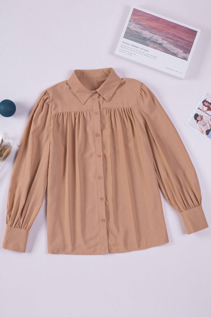 Gathered Detail Puff Sleeve Shirt - BELLATRENDZ