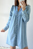 Myosotis Ruffled V Neck Buttoned Shift Denim Dress