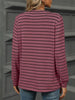 Striped Notched Long Sleeve T-Shirt