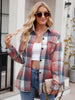 Pocketed Plaid Collared Neck Long Sleeve Shirt