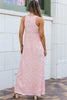 Pink Leopard Print Pocketed Sleeveless Maxi Dress