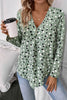 Printed V-Neck Long Sleeve Blouse