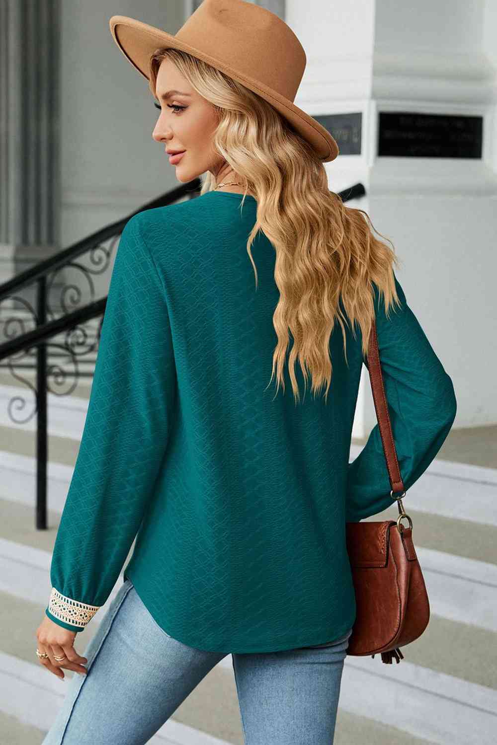 V-Neck Long Sleeve Blouse