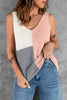 Color Block V-Neck Knitted Tank - BELLATRENDZ