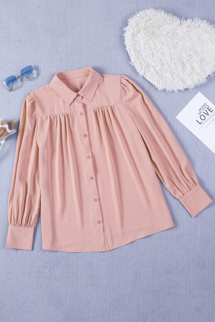 Gathered Detail Puff Sleeve Shirt - BELLATRENDZ