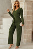 Belted Long Puff Sleeve V-Neck Jumpsuit - BELLATRENDZ