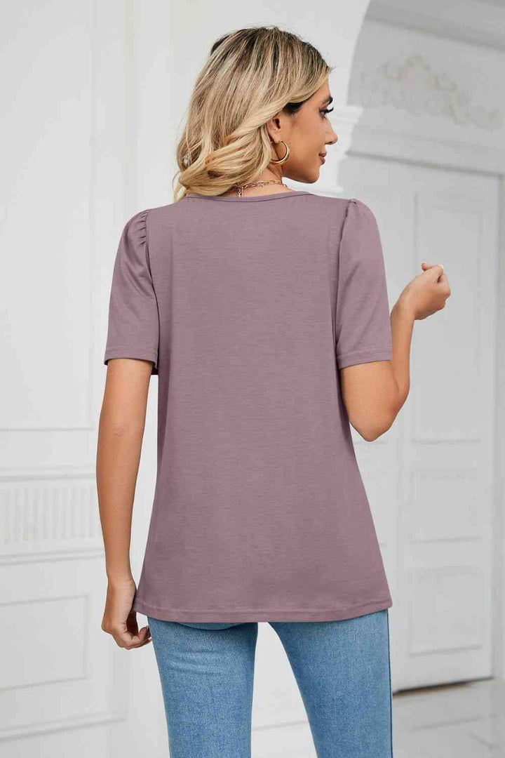 Square Neck Puff Sleeve T-Shirt