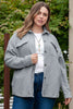 Plus Size Collared Neck Button Up Pocketed Jacket