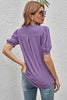 Notched Neck Puff Sleeve Tee