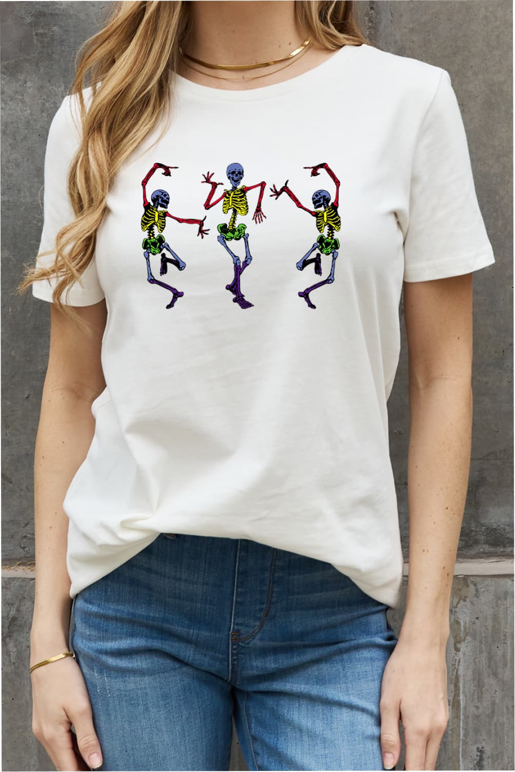 Simply Love Full Size Dancing Skeleton Graphic Cotton Tee